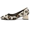 High Heel Square Head Single Shoes Women's Medium Heel Flying Weaving Leopard Print Women's Coarse Heel Comfortable Weaving High Heels
