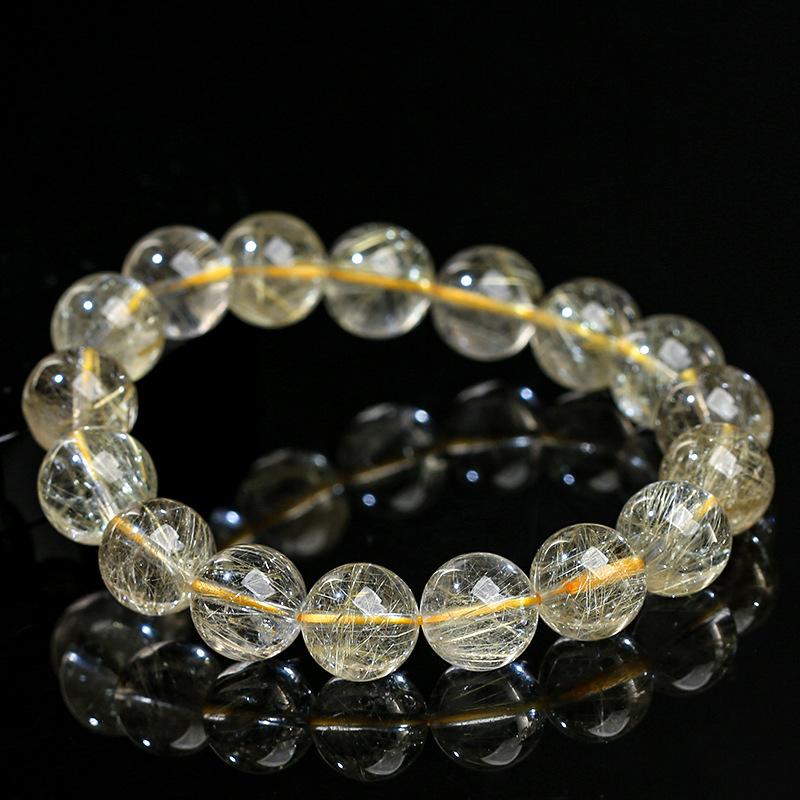 Hongchu Crystal Natural Venus Golden Rutilated Quartz Bead Bracelet Ice Venus Golden Rutilated Quartz Bracelet