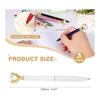 PATIKIL 3 Pcs Black Ink Ballpoint Pens, Metal Pens with Crystal Diamond, 1.0mm Medium Point, for Note Taking, Journaling, Gifts, Office Use, White