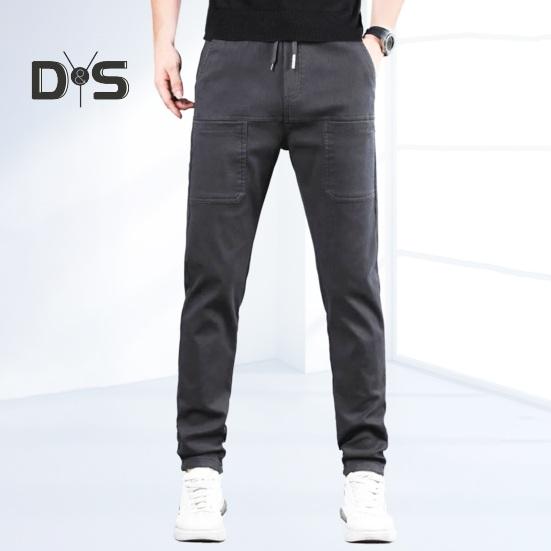 Sommar Vår Is-Silkesbyxor 6 Fickor Patchwork Plus Size Raka Byxor Enfärgad Vattentät Elastisk Midja Vardagsbyxor för Arbete Skola Resor