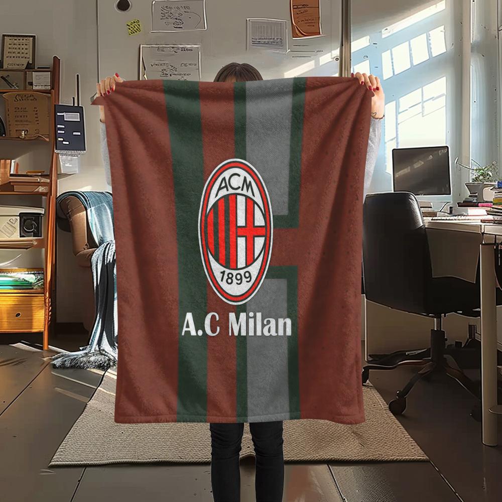 Associazione Calcio Milan Flannel Blanket, High quality Comfortable for All Seasons, Home Decor, Warmth and Comfort