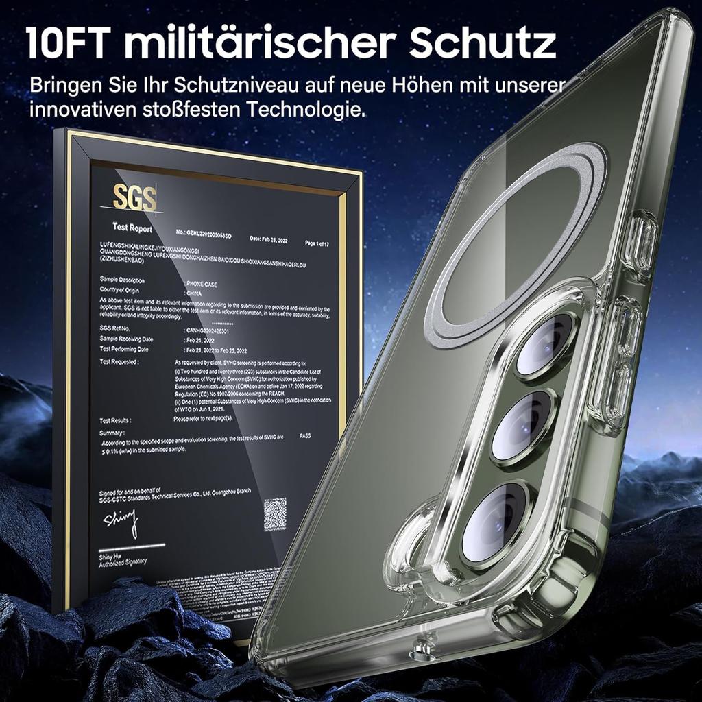 For Samsung Galaxy S23 Phone Case Compatible with MagSafe TPU+PC Clear Back Cover