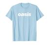 Oasis – White Logo On Baby Blue T-shirt