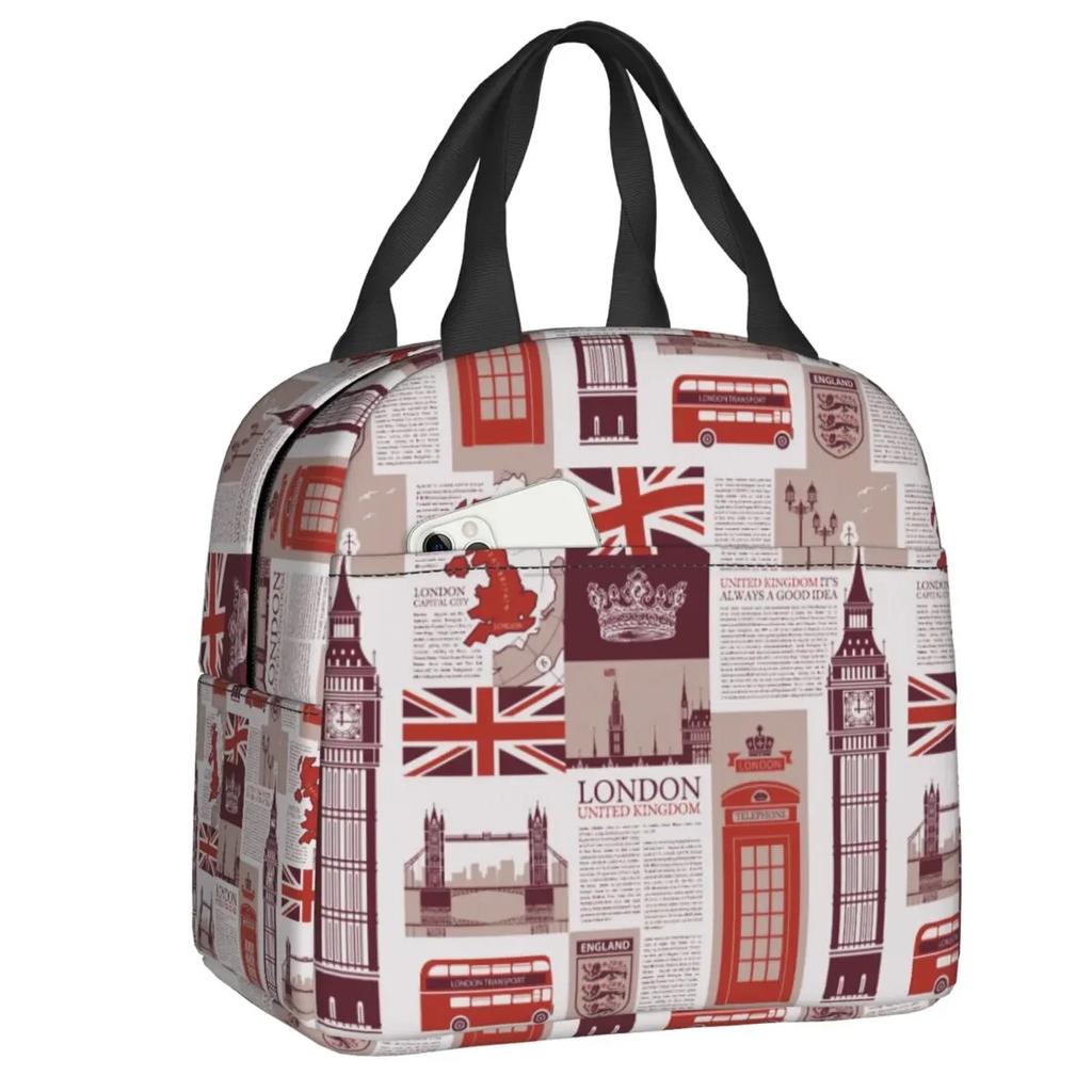 Lunchbox für Damen mit britischer Flagge und britischem Symbol, wasserdicht, Thermo-Kühltasche für Lebensmittel, isoliert, für die Schule, Picknick-Tragetaschen
