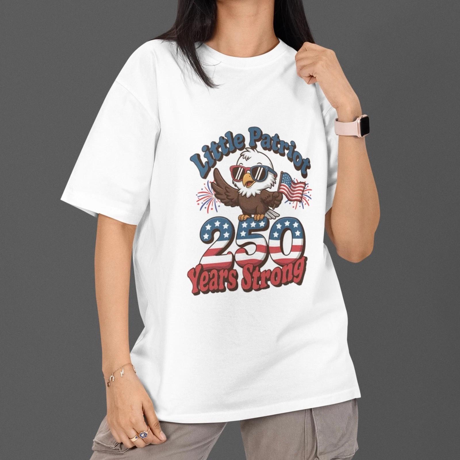 Little Patriot 250 Years Strong T Shirt USA July 4 Patriotic Eagle Graphic Tee S