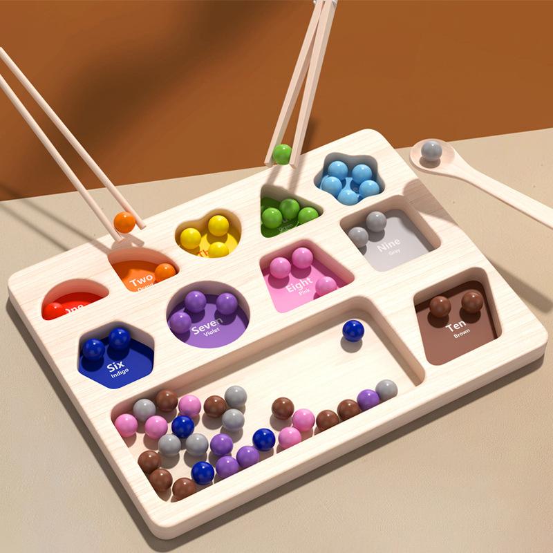 

Children s wooden early education clip bead game, shape color cognition exercise hand-eye coordination educational toy