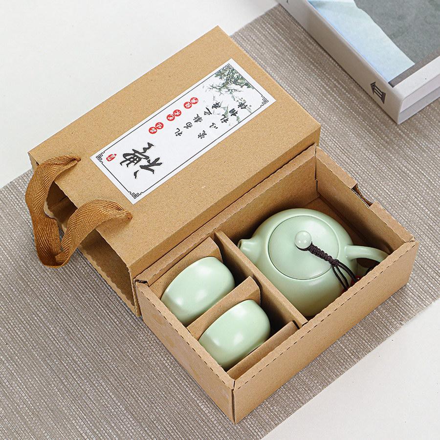 1 Set of Kung Fu Tea Set, Black Tea, Green Tea, Tea Making Tools, Celadon - Can Be Used by Outdoor Home, Beautiful and Gift-Giving