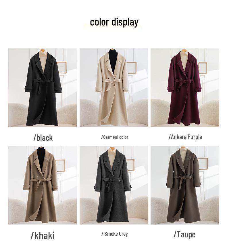 Double-Faced Wool Hepburn-Style Coat, Long, Slim Fit, 2025 Collection, Women's Fashion.