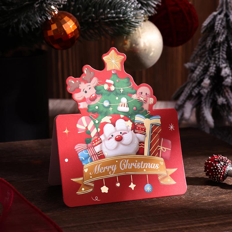 10pcs Merry Christmas Greeting Cards with Santa Claus And Snowman Custom Blank Cards for  Party Invitation New Year Gifts