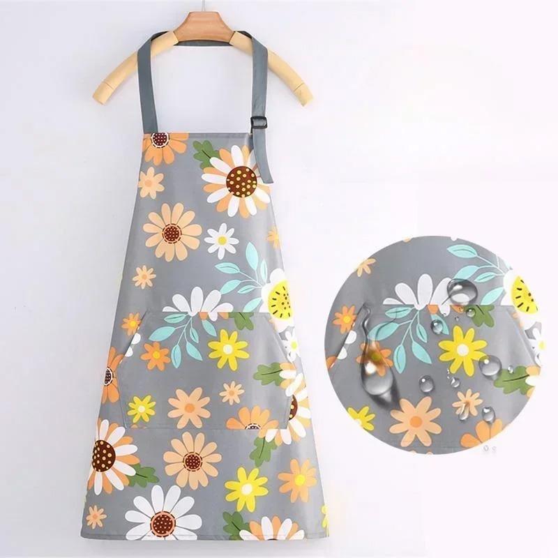 Adjustable Waterproof Kitchen Aprons for Fashion Lovely Cooking Coffee Baking Oil-Proof Anti-dirty Aprons Restaurant Supplies серый