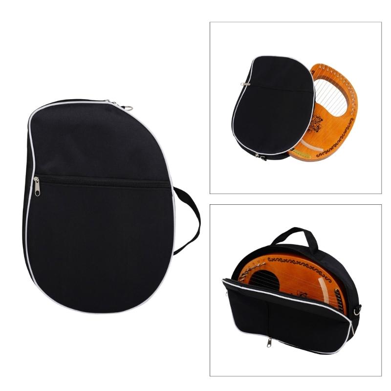 Bolsa Estojo Impermeável Acolchoada para Lira com Bolsos para Transporte de Instrumento Musical para Lira Harpa de 7/10/16 Cordas