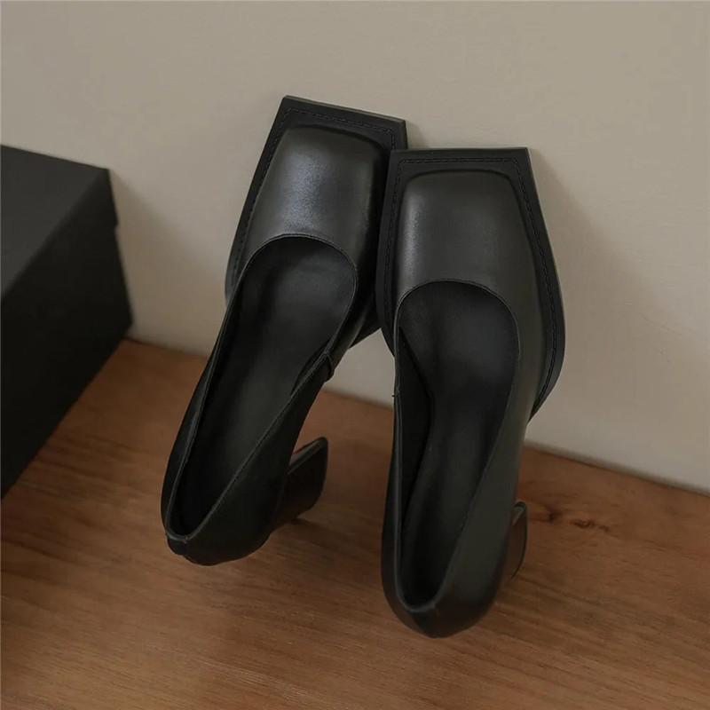 Mode Ins Stil Mode Eckige Zehen Lackleder Damen Pumps Vintage Büro Dame Dicke Hohe Absätze Frühling Herbst Party Ballschuhe
