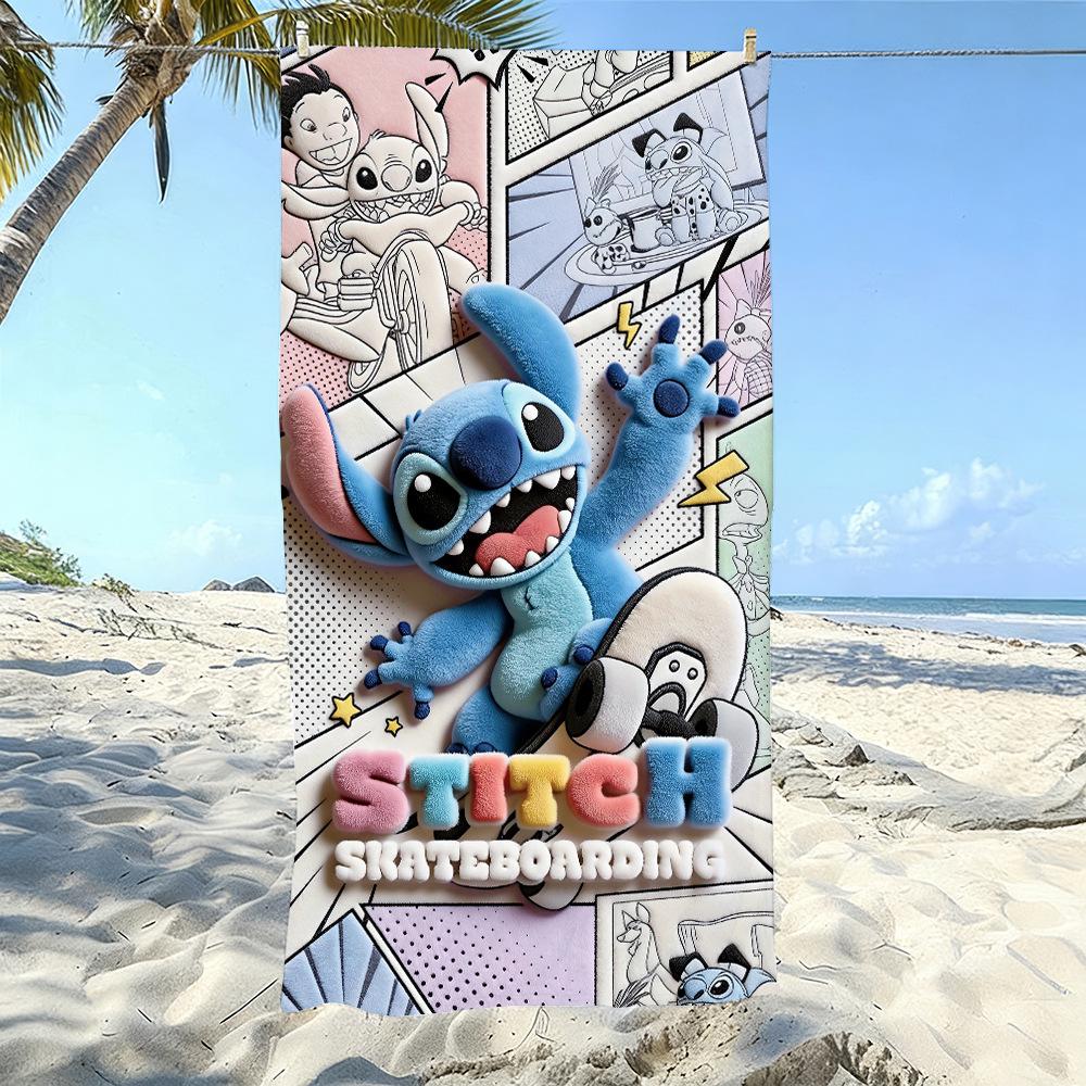 American Cartoon Figure Print Thick Microfiber Beach Towel Quick Dry Bath Blanket For Kids