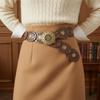 Round Hollow Out Belts Metal Ethnic Style Waistband Western Style Cowboy Belts  Waist Accessories