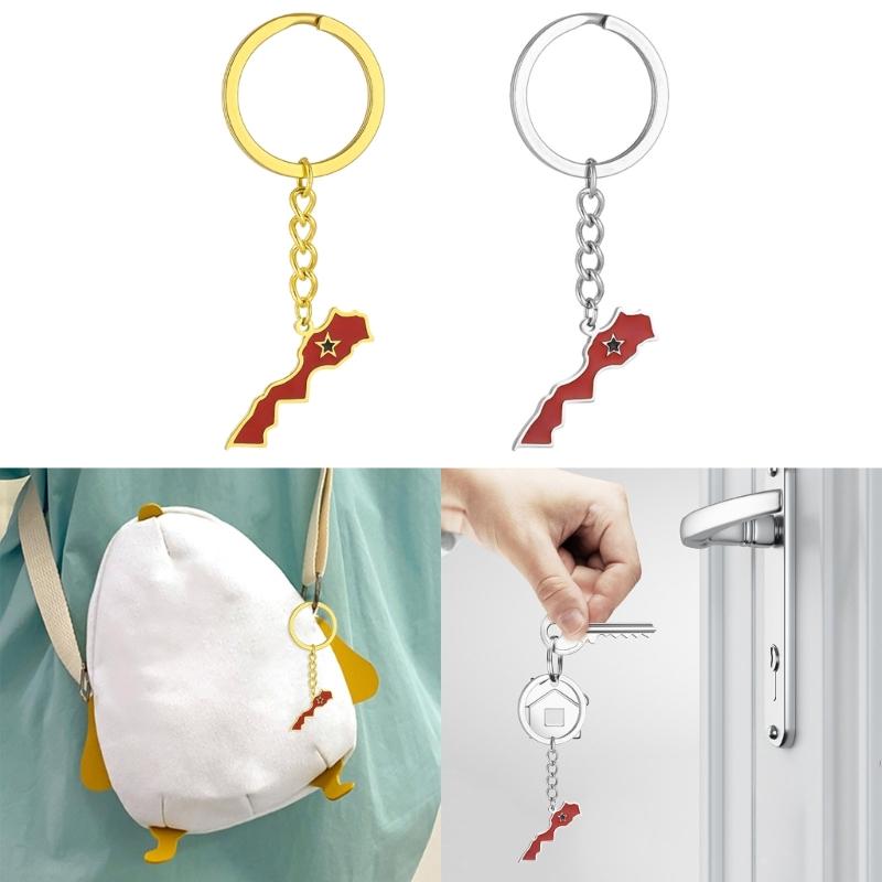Marokko Karte Flagge Schlüsselanhänger Edelstahl Schlüsselanhänger Marokko Souvenirs Schmuck Anhänger Schlüsselanhänger Geschenke für Frauen und Männer