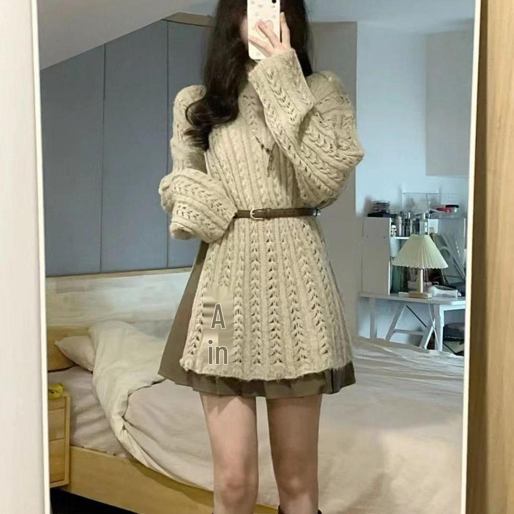 Two-Piece Elegant Cardigan & High-Waisted Pleated Skirt Set for Women
