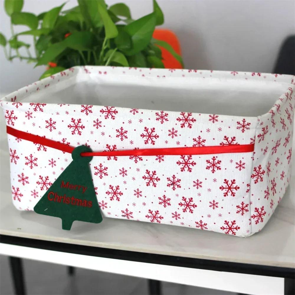 Christmas Gift Storage Box Desktop Organizer Basket Home Holiday Decor Christmas Style Oxford Cloth Candy Toys Storage Basket