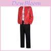 Michael Jackson Stage Costume Set With Red Pu Leather For Cosplay And Performance