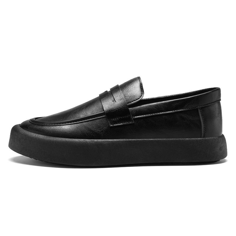 Neuer Frühlingsstil Jugend Herren Mütze Schuhe Lässige Herrenschuhe Modetrend Slipper Schwarze Lederschuhe