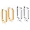 Classic Stainless Steel Ear Buckle For Women Trendy Gold  Color Big Oval Rectangle Hoop Huggie Punk Hip Hop Jewelry Gift