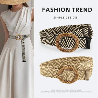 Bohemian Decorative Pu Belt Women's Versatile Skirt Elastic Belt Braided Belt Women's Style