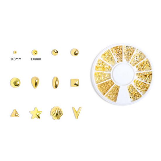 1 Box Nagel Form Zubehör Mond 3D Metall Nieten Kunst Stern DIY Maniküre Reusable