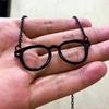 Simple Personality Geometry Black Spectacle Frame Pendant Necklace for Women Men Creative Designer Collar Chain Jewelry Gifts