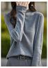 Women's Korean-Style Wool Knit Sweater - Autumn Collection, Half-High Neck, Carved Design