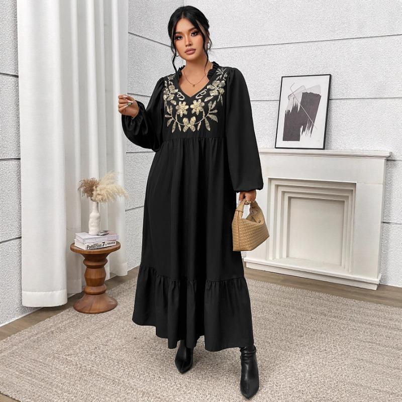 High-waisted, Slimming, Ruffled Women's Dress with Printed Patterns