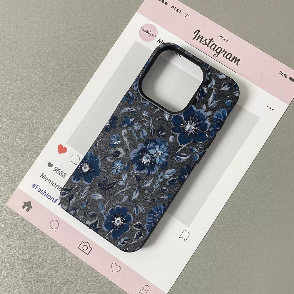 Blue Flowers Bloom Lightly Phone Case For IPhone 16 16e 15 14 13 12 11 Pro Max 7 8 XR XS Transparent Silicone Soft Cover Case