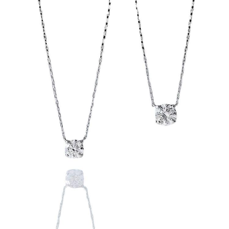 925 Sterling Silver Zircon Necklace - Four-Prong Classic Korean Style Clavicle Chain for Women