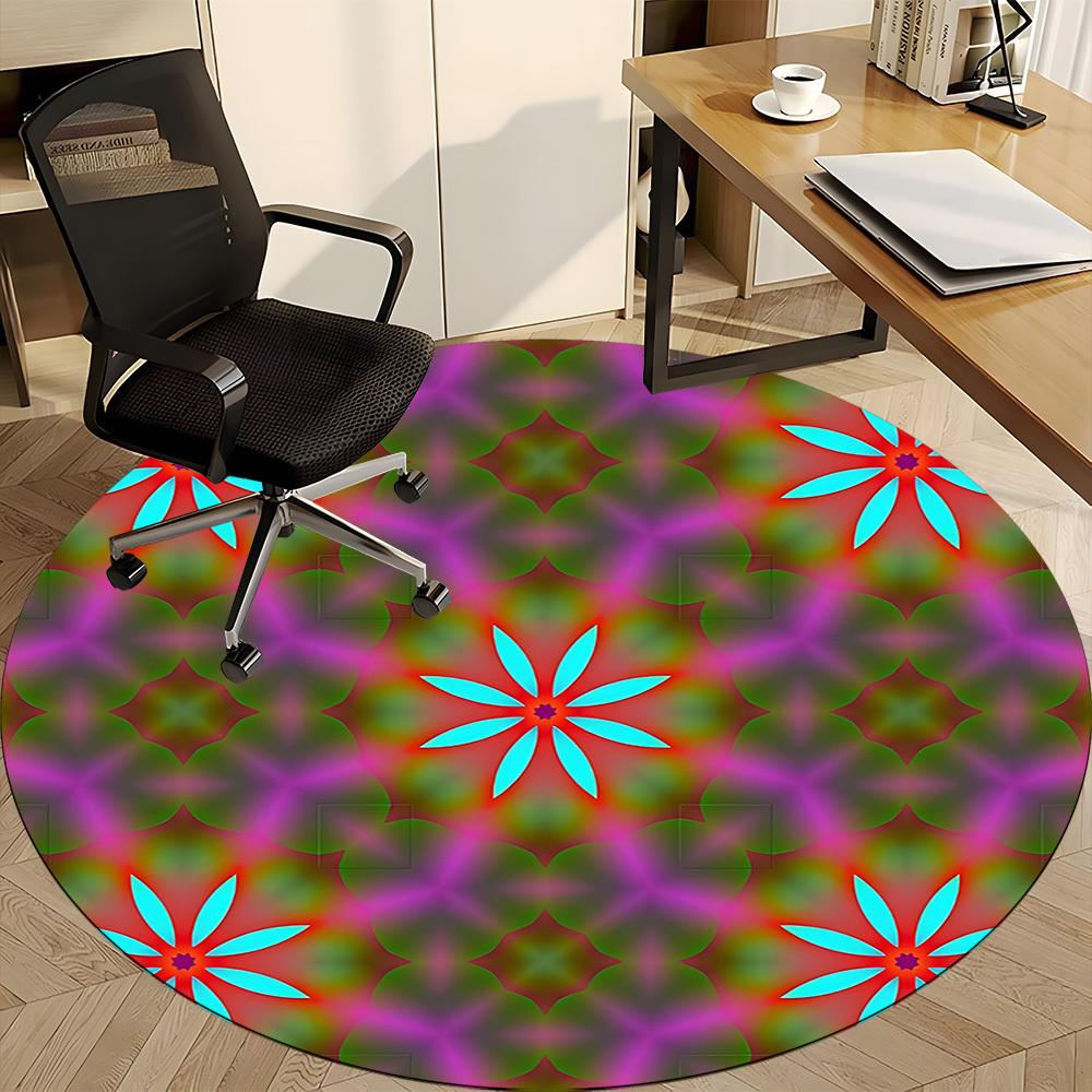 1pc Floral Pattern Carpet, Round Non Slip Durable Large Size Office Carpet, Suitable for Office