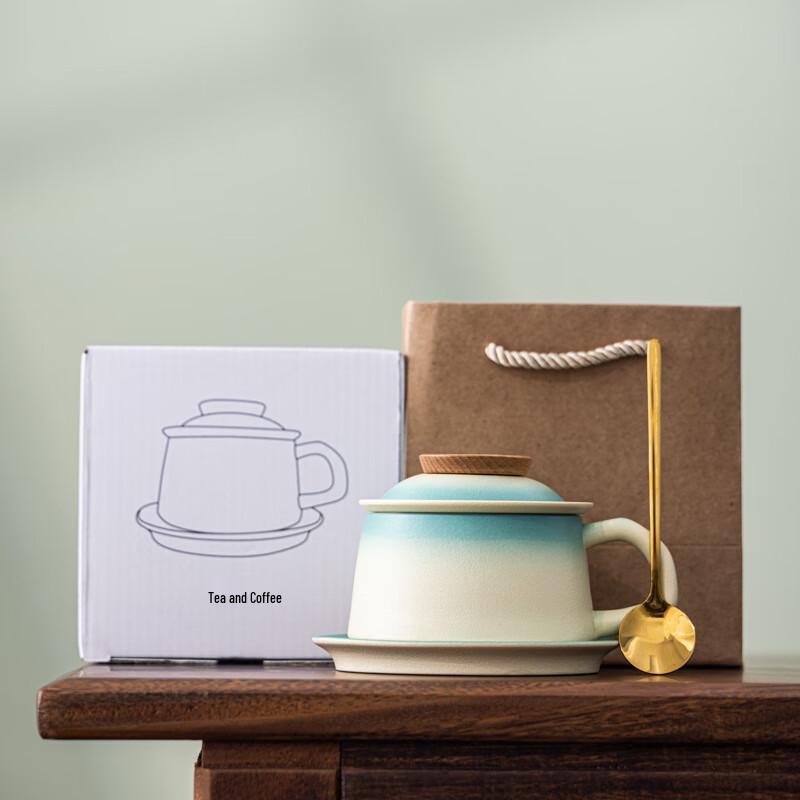 Shangqi Kiln Glaze Ceramic Kung Fu Tea Cup Set - Gradient Green