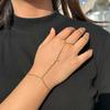 Fashion Gold Color Pearl Cross Hand Chain Bracelet Rings For Women Girls Simple Metal Beaded Bracelets Hand Jewelry Gift