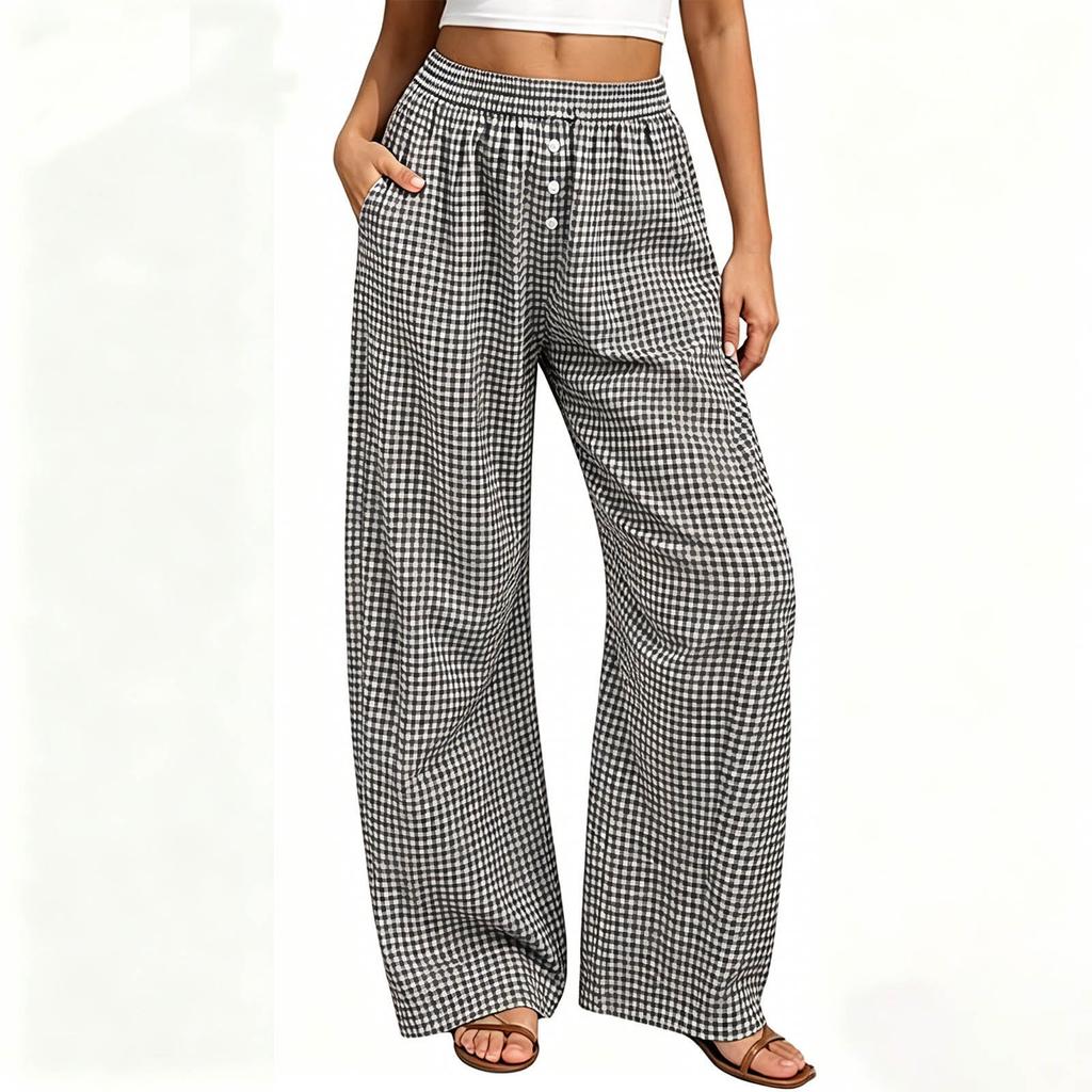Women's Plaid Sleep Pants - Loose Fit Pants for Home Comfort