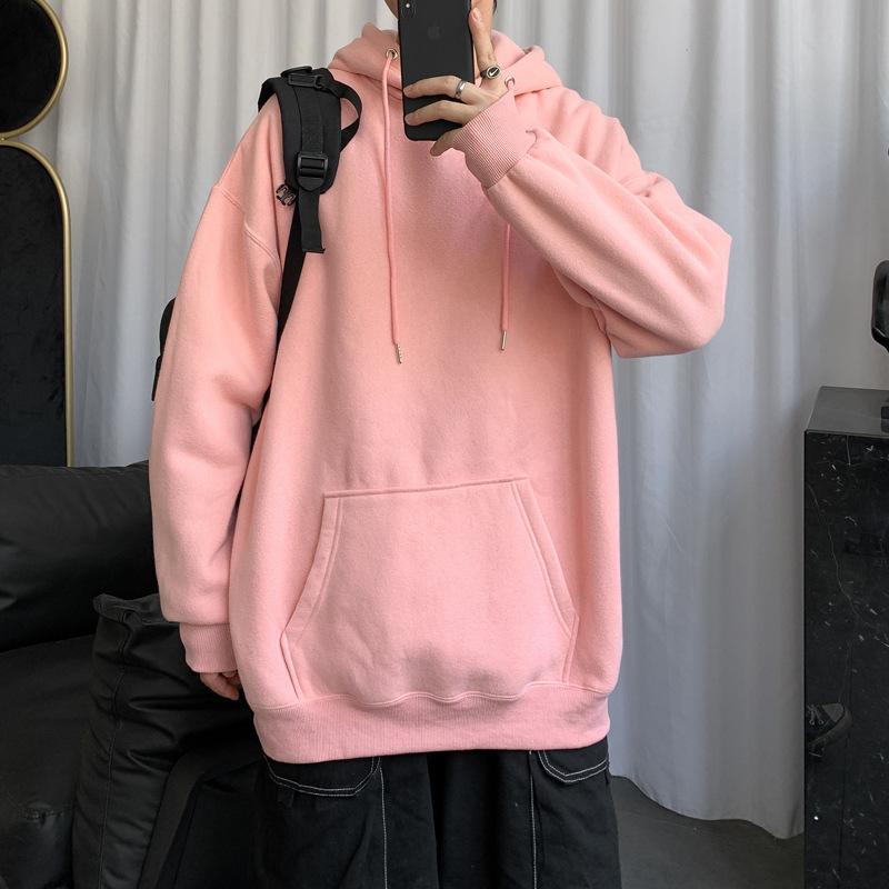 Solid Color Sweater Spring And Autumn Hong Kong Style Couple Hooded Jacket Loose Trend Student Autumn Clothes