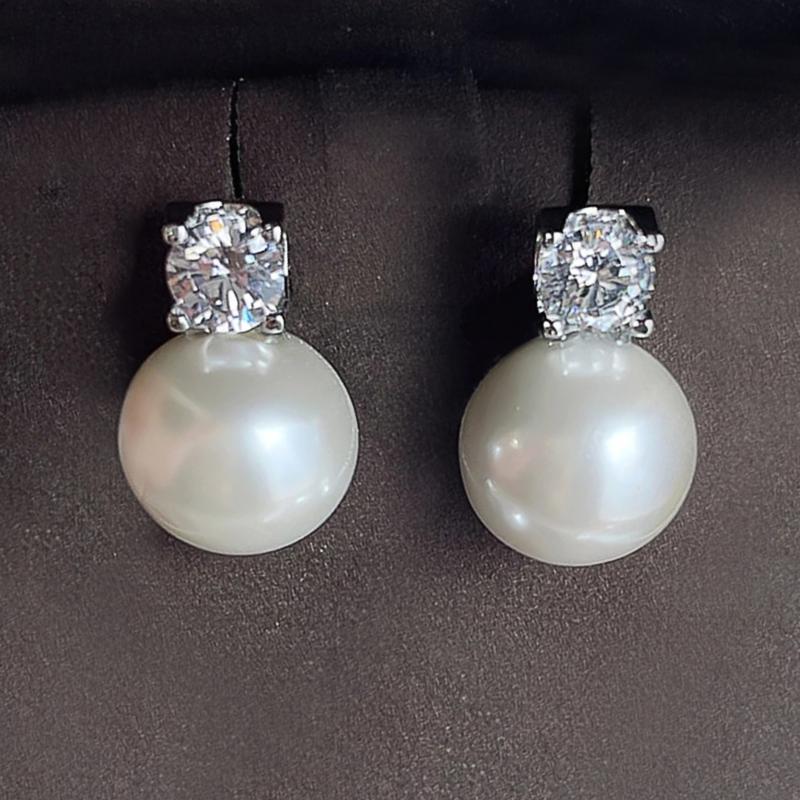 

CAOSHI Graceful Simple Stud Earrings Bridal Wedding Zircon with Brilliant Zirconia Elegant Lady Simulated Pearl Accessories