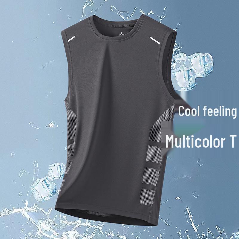 Men's Summer Quick-Dry Ice Silk Sports Set: Sleeveless Vest & Shorts for Running and Fitness