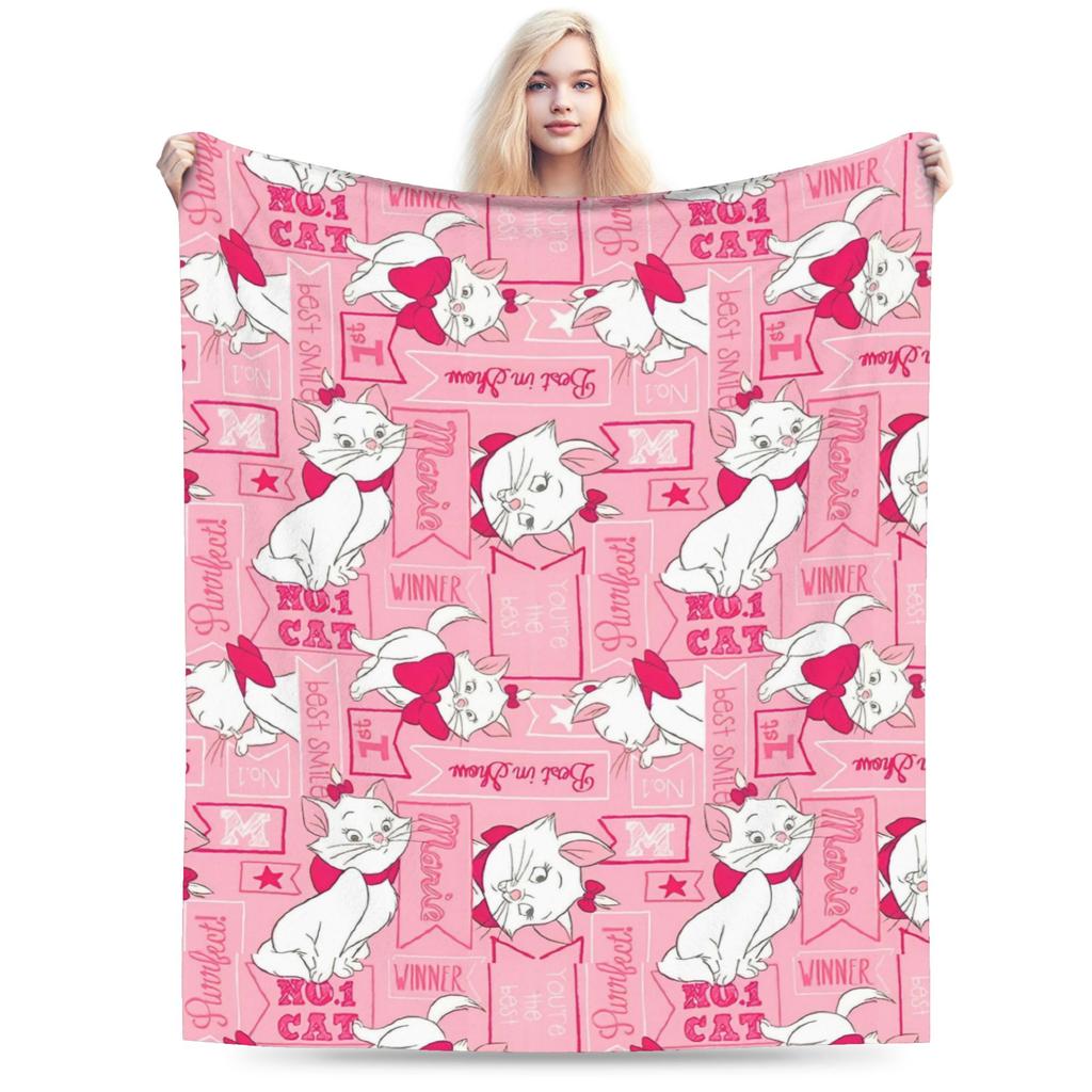 Aristogatos Marie Gato Mantas Tejidas Rosa Lana Manta de Tiro Verano Aire Acondicionado Portátil Suave Cálido Colcha