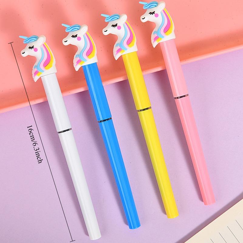 36Pcs Unicorn Shape Straight Liquid Quick Drying Gel Pen School Office Supplies Kawaii Prize Gift Writing Tools Holiday Gift Novelty Stationery Teache