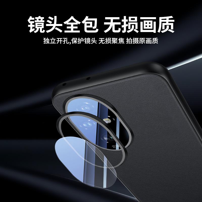 Applicable To Honor 200pro All-inclusive Lens Plain Leather Mobile Phone Case Honor 100 Metal Ring Goggles Anti-drop Protective Cover