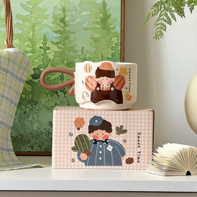 Shangqi Couple Stackable Ceramic Coffee Mug Set with Lid