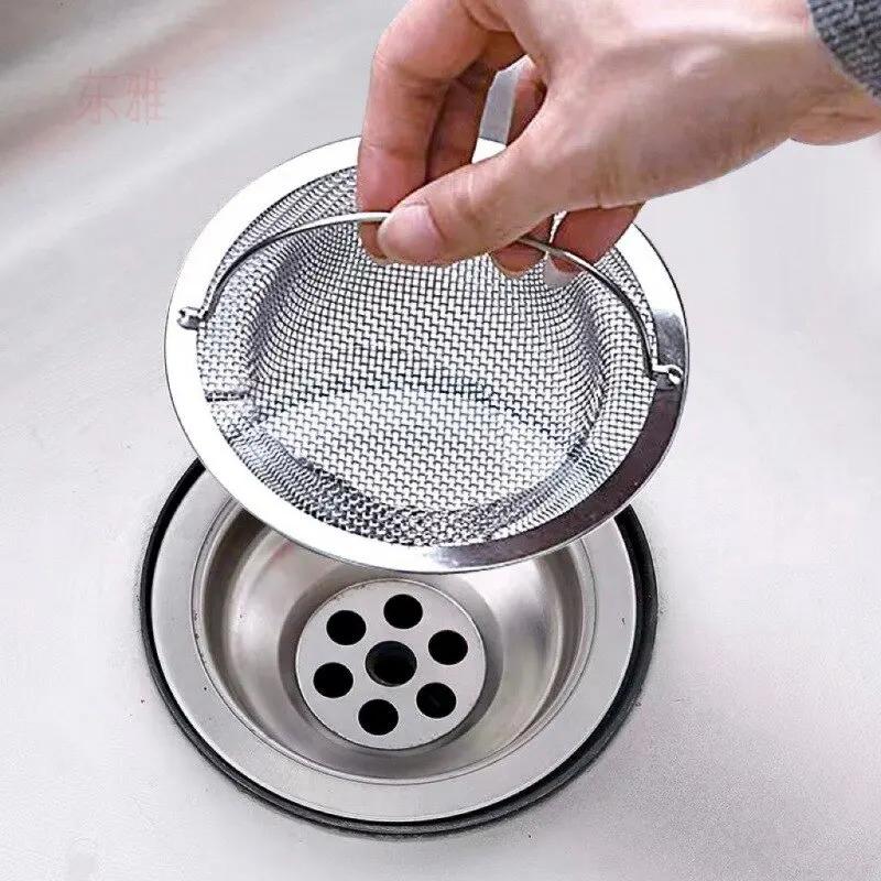 2pcs Stainless Steel Bathtub Hair Catcher Stopper Shower Drain Hole Filter With Handle Metal Sink Strainer Floor Drain For Kitchen