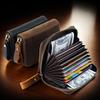 Retro VIP ID Bank Credit Card Holder Zipper Wallet Slim Small Cards Cases Crazy Horse Rfid Genuine Leather Mens Handmade Card Bag