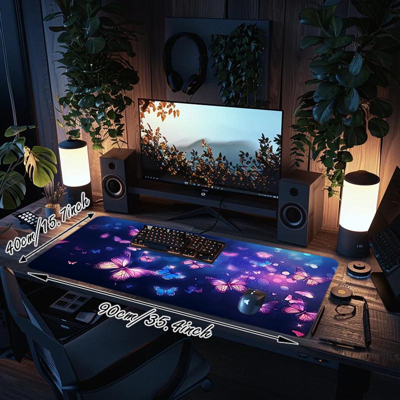 1Pc Butterflies Night Sky Gaming Mouse Pad Keyboard Desk Mat Non-slip Rubber Lock Edge Waterproof Computer Mousepad for Office Home Decor K1752