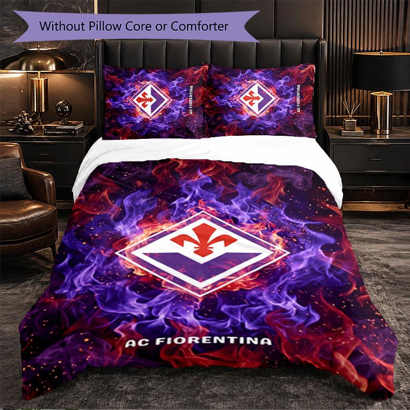 Fiorentina FC Themed Bedding 3Pcs Duvet Cover Set Decorative Bed Linen For Teen Room Home Decoration