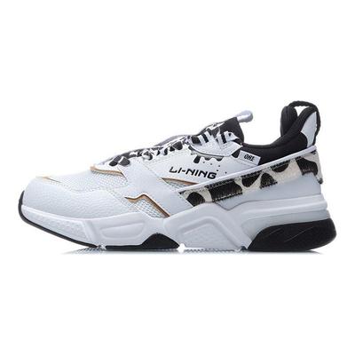 Li Ning 001 Stoßdämpfende Rutschfeste Abriebfeste Low-Top Laufschuhe Damen Sneaker Weiß Schwarz AGCR032-4