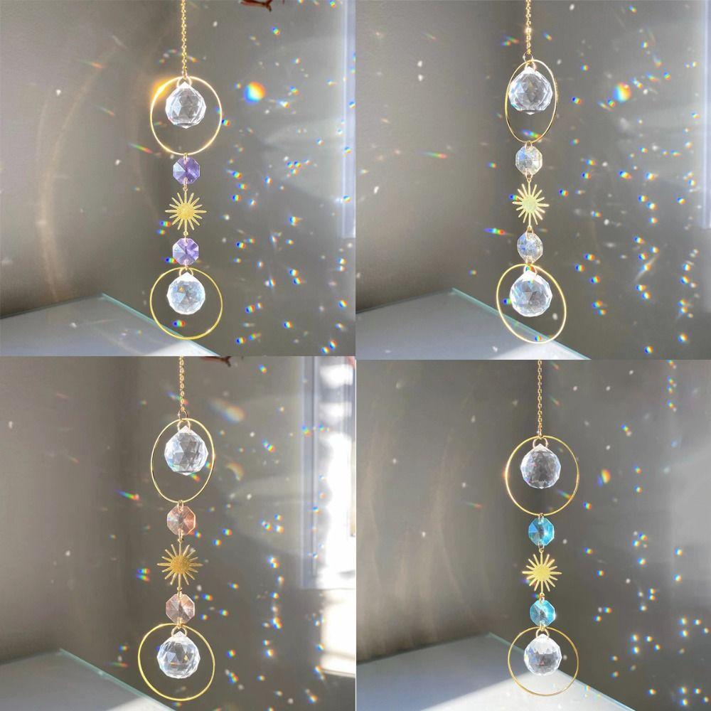 Sun Moon Artificial Crystal Wall Hanging Handmade Rainbow Maker  Home Bedroom