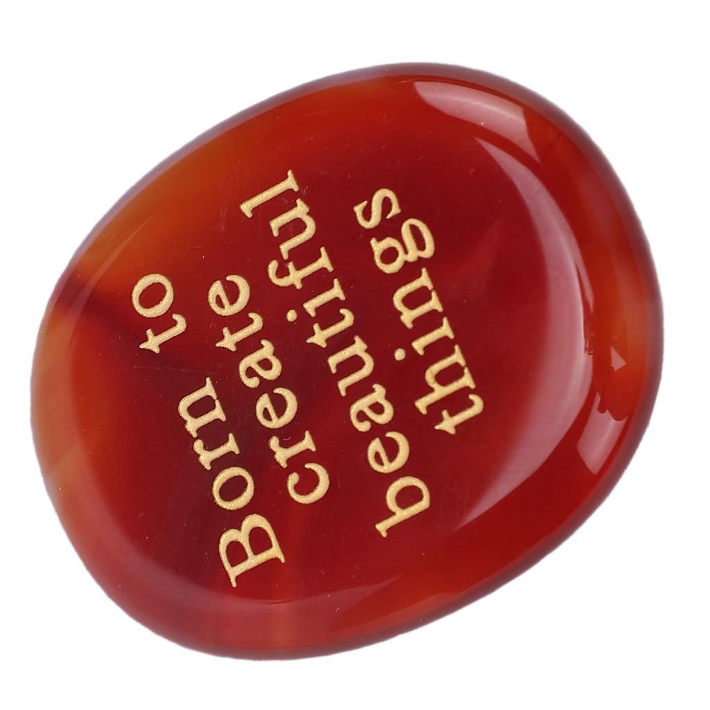 Engraved Stone Born to Create Beautiful Things Red Agate Worry Stone Motivational Present for Yourself Parents Family