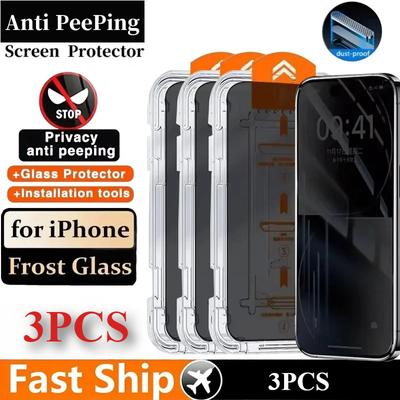 3PCS Staubfreie Installation Sichtschutzfolie für iPhone 13 11 12 14 15 16 Pro Max XS X XR 14 15 16 Plus Glas